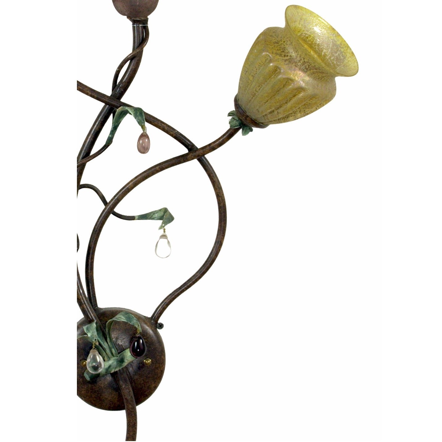ALBA LAMP: Wall Sconce Light: Murano W Iron Hand Painted Gold Leaf - tops-selection.shop
