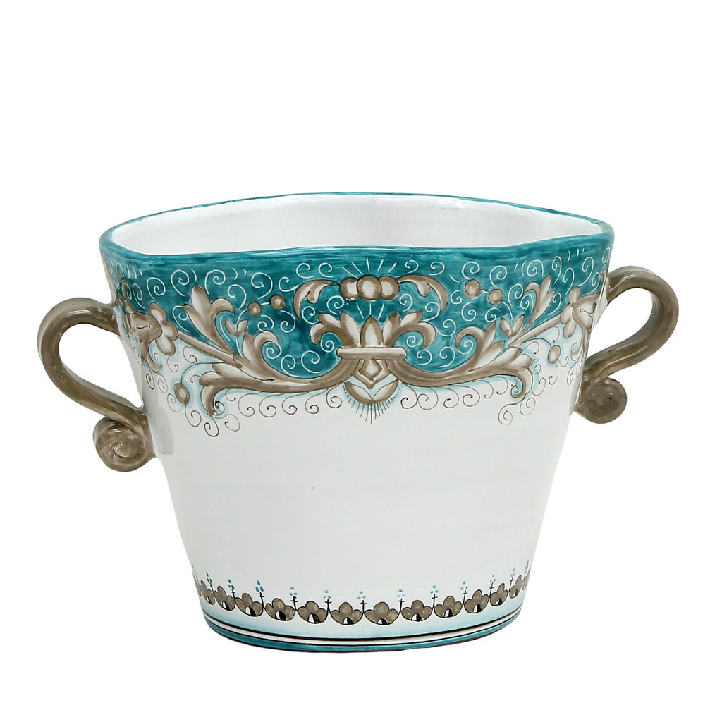 DERUTA COLORI: Ice Bucket Oval with handles - AQUA/TEAL - tops-selection.shop
