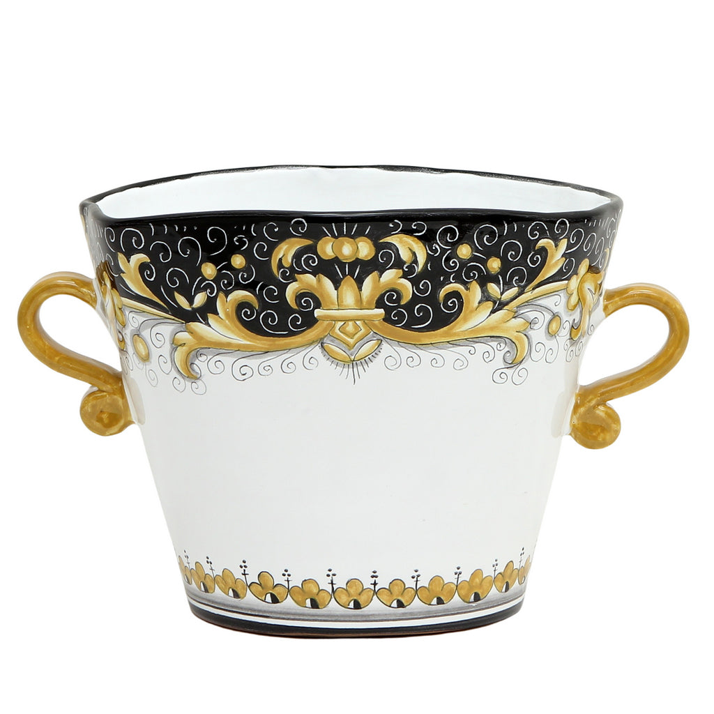 DERUTA COLORI: Ice Bucket Oval with handles - BLACK/GOLD - tops-selection.shop