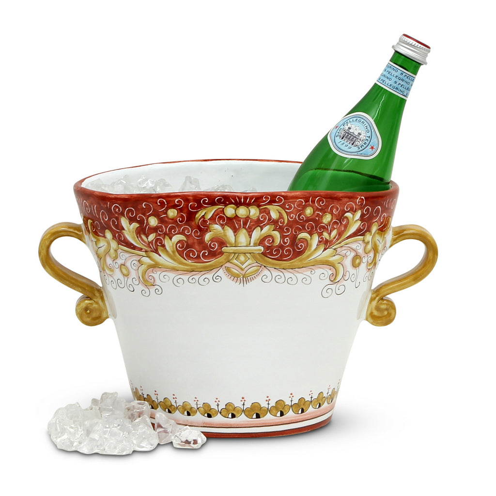 DERUTA COLORI: Ice Bucket Oval with handles - CORAL RED - tops-selection.shop