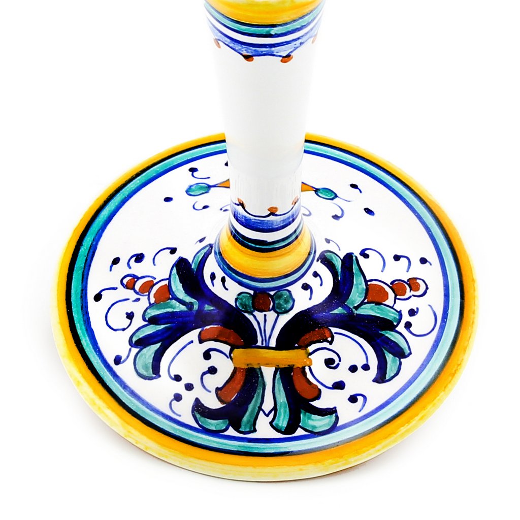 DERUTA STEMWARE: Champagne Flute on Hand Painted Ceramic Base RICCO DERUTA Design - tops-selection.shop