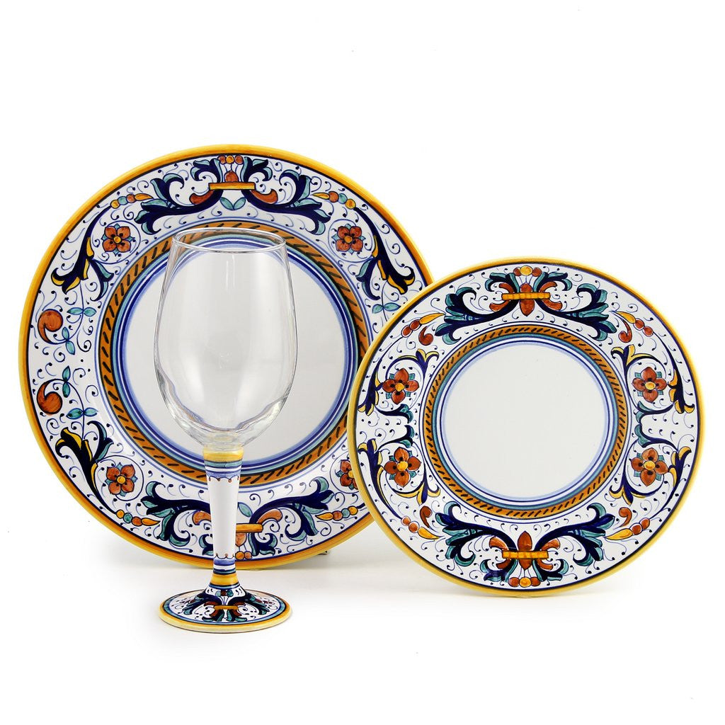 DERUTA STEMWARE PACK: Pinot Glass and Dinner Plate and Salad Plate RICCO DERUTA Design - tops-selection.shop