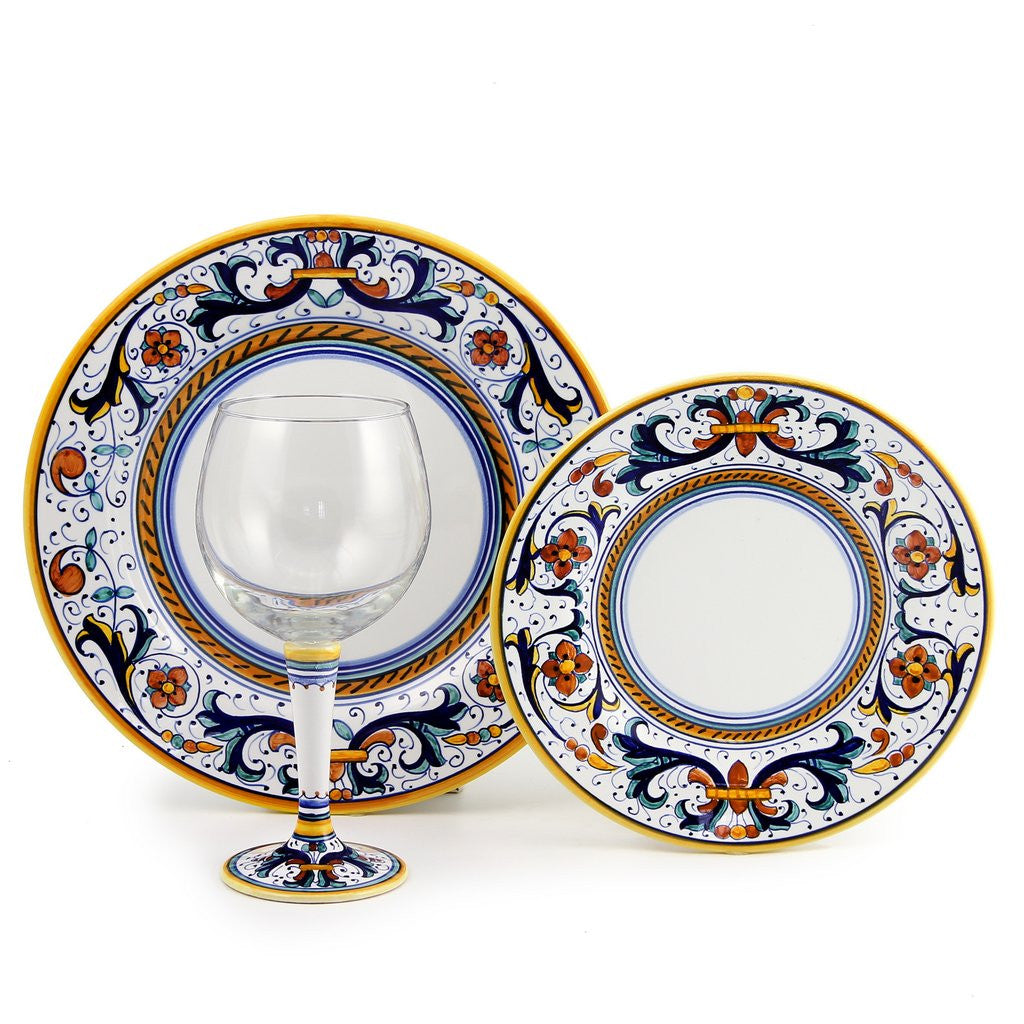 DERUTA STEMWARE PACK: Burgundy Balloon and Dinner Plate and Salad Plate RICCO DERUTA Design - tops-selection.shop