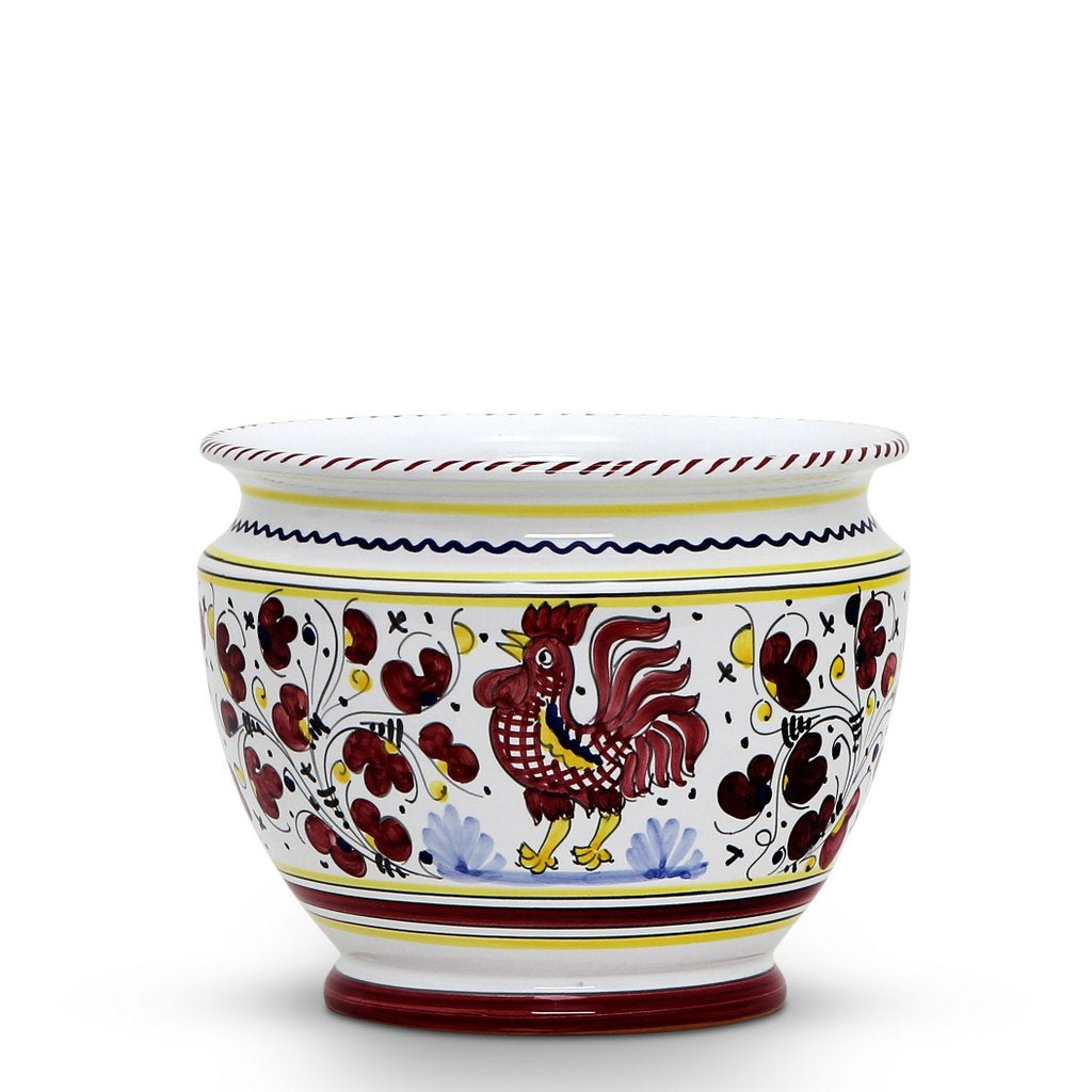 ORVIETO RED ROOSTER: Luxury Cachepot Planter Small - tops-selection.shop