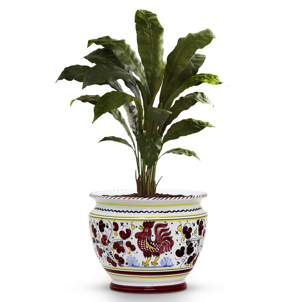 ORVIETO RED ROOSTER: Luxury Cachepot Planter Small - tops-selection.shop