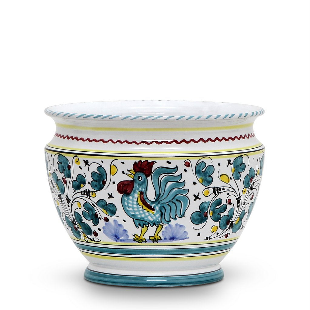 ORVIETO GREEN ROOSTER: Luxury Cachepot Planter Small - tops-selection.shop