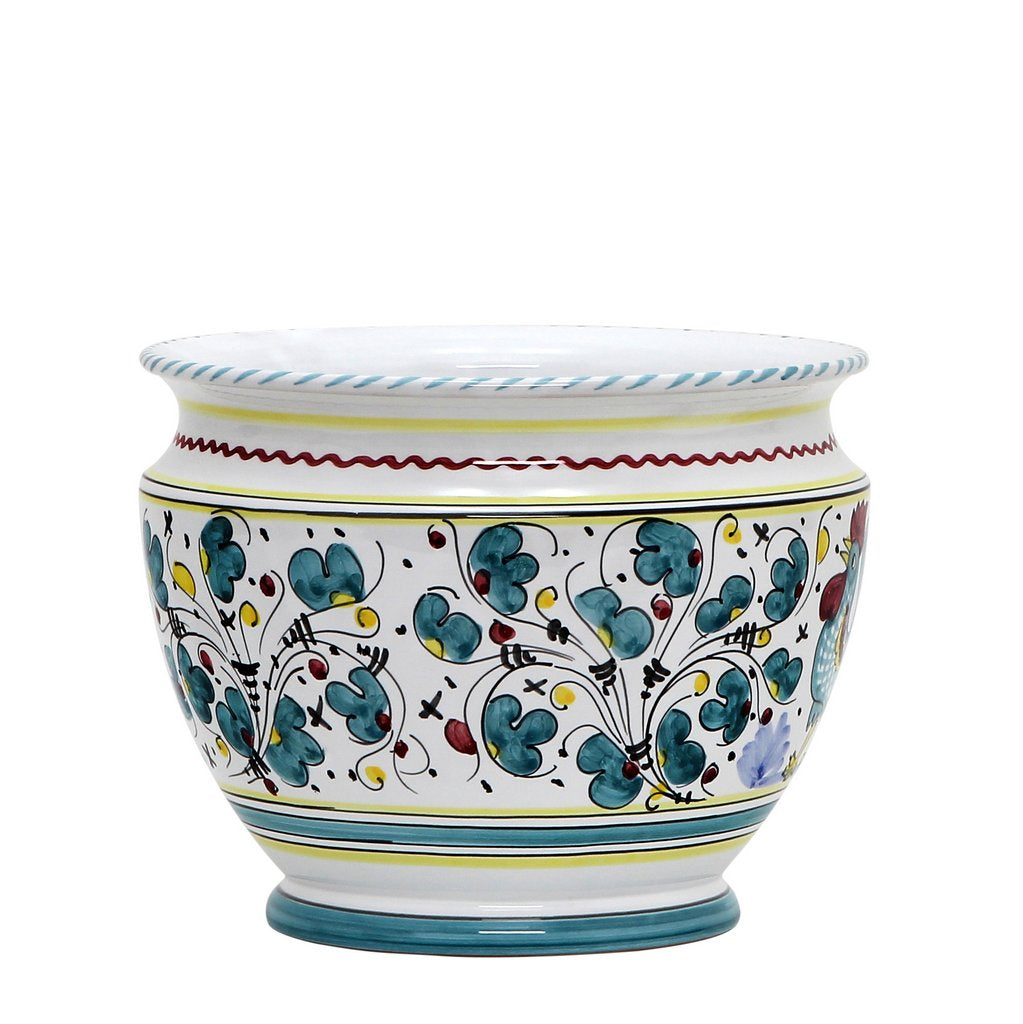 ORVIETO GREEN ROOSTER: Luxury Cachepot Planter Small - tops-selection.shop