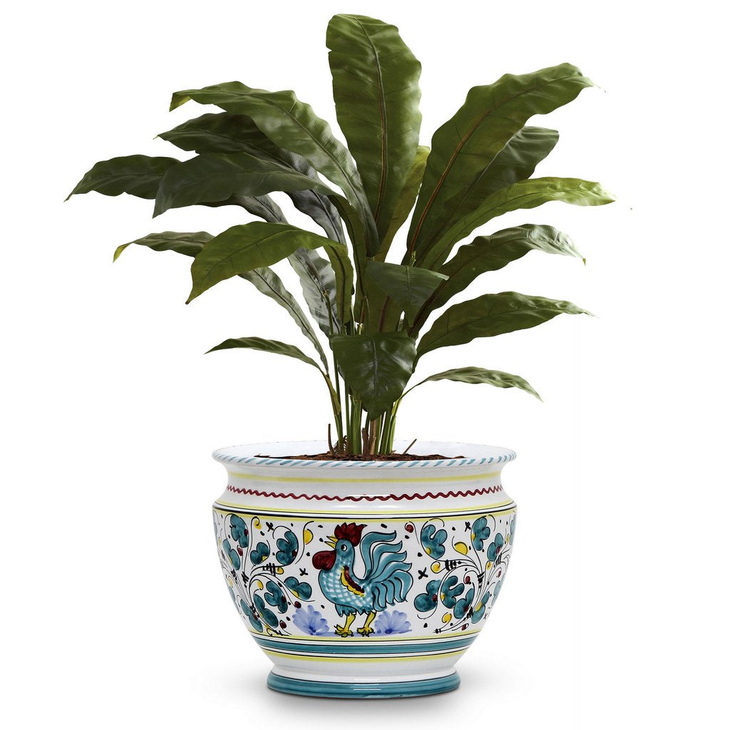 ORVIETO GREEN ROOSTER: Luxury Cachepot Planter Small - tops-selection.shop