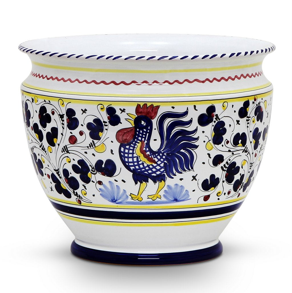 ORVIETO BLUE ROOSTER: Luxury Cachepot Planter Large - tops-selection.shop