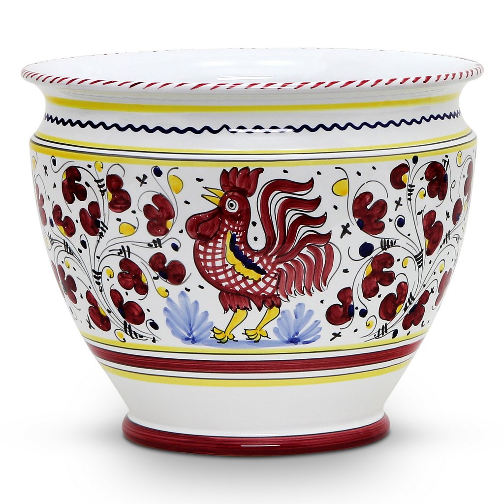 ORVIETO RED ROOSTER: Luxury Cachepot Planter Large - tops-selection.shop