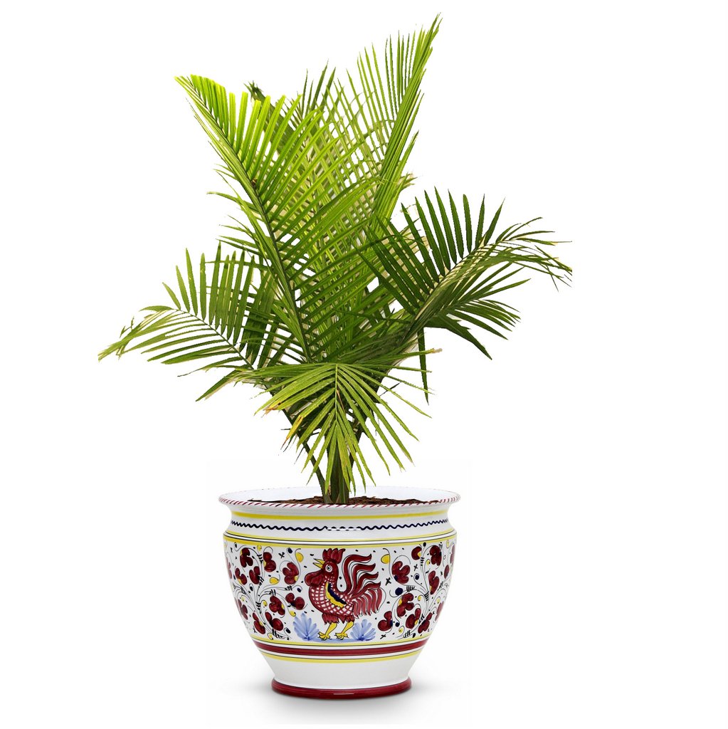 ORVIETO RED ROOSTER: Luxury Cachepot Planter Large - tops-selection.shop
