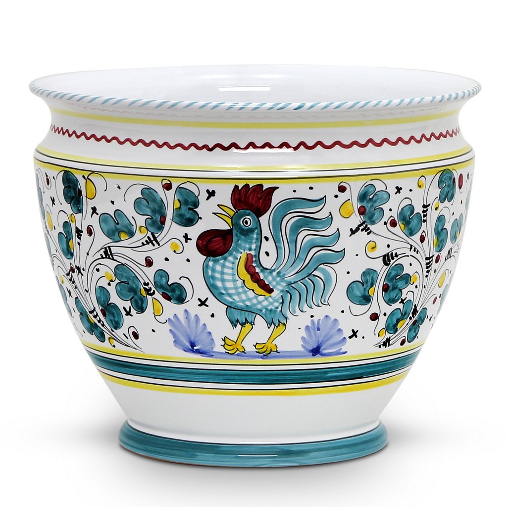 ORVIETO GREEN ROOSTER: Luxury Cachepot Planter Large - tops-selection.shop