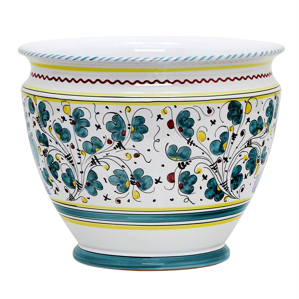 ORVIETO GREEN ROOSTER: Luxury Cachepot Planter Large - tops-selection.shop