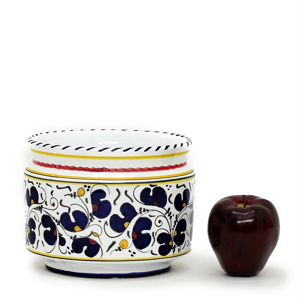 ORVIETO BLUE ROOSTER: Cylindrical Cover Pot - Cachepot Planter (Small) - tops-selection.shop