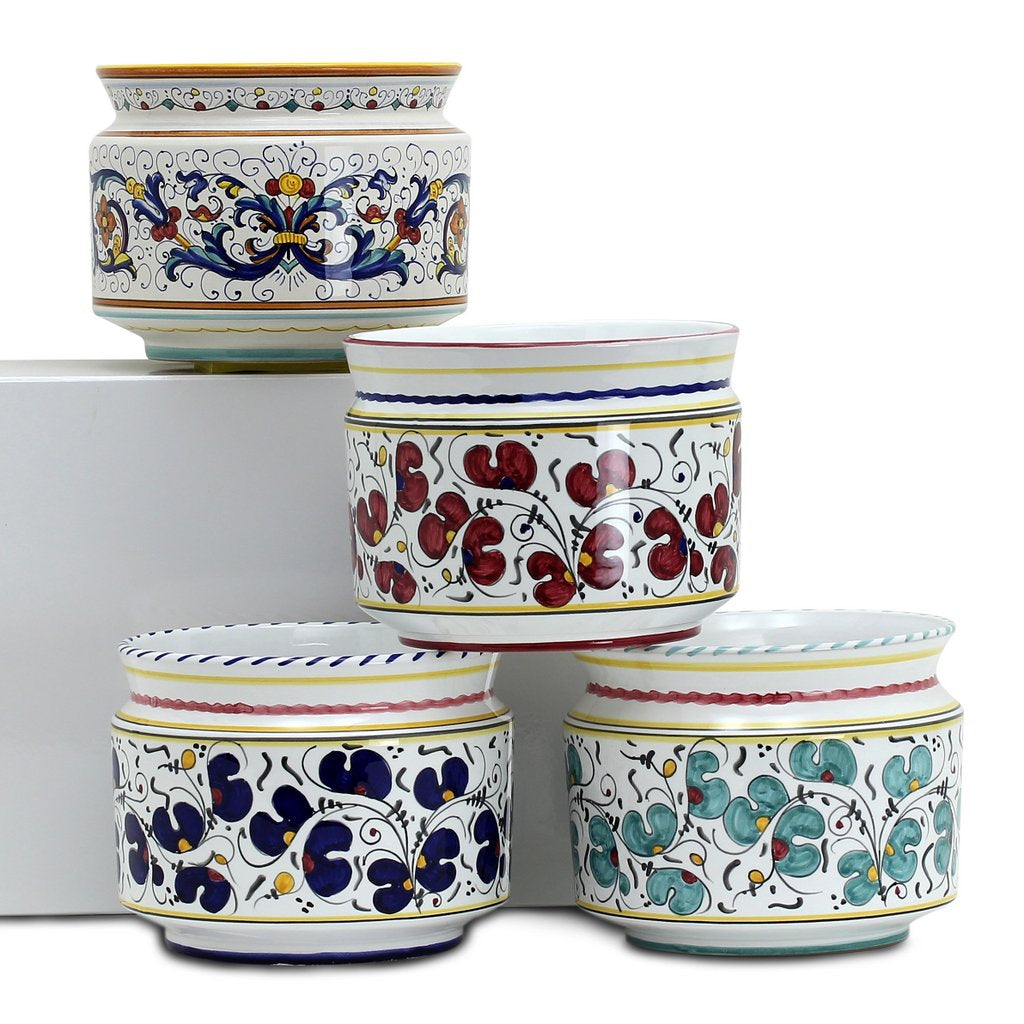 ORVIETO GREEN ROOSTER: Cylindrical Cover Pot - Cachepot Planter (Small) - tops-selection.shop