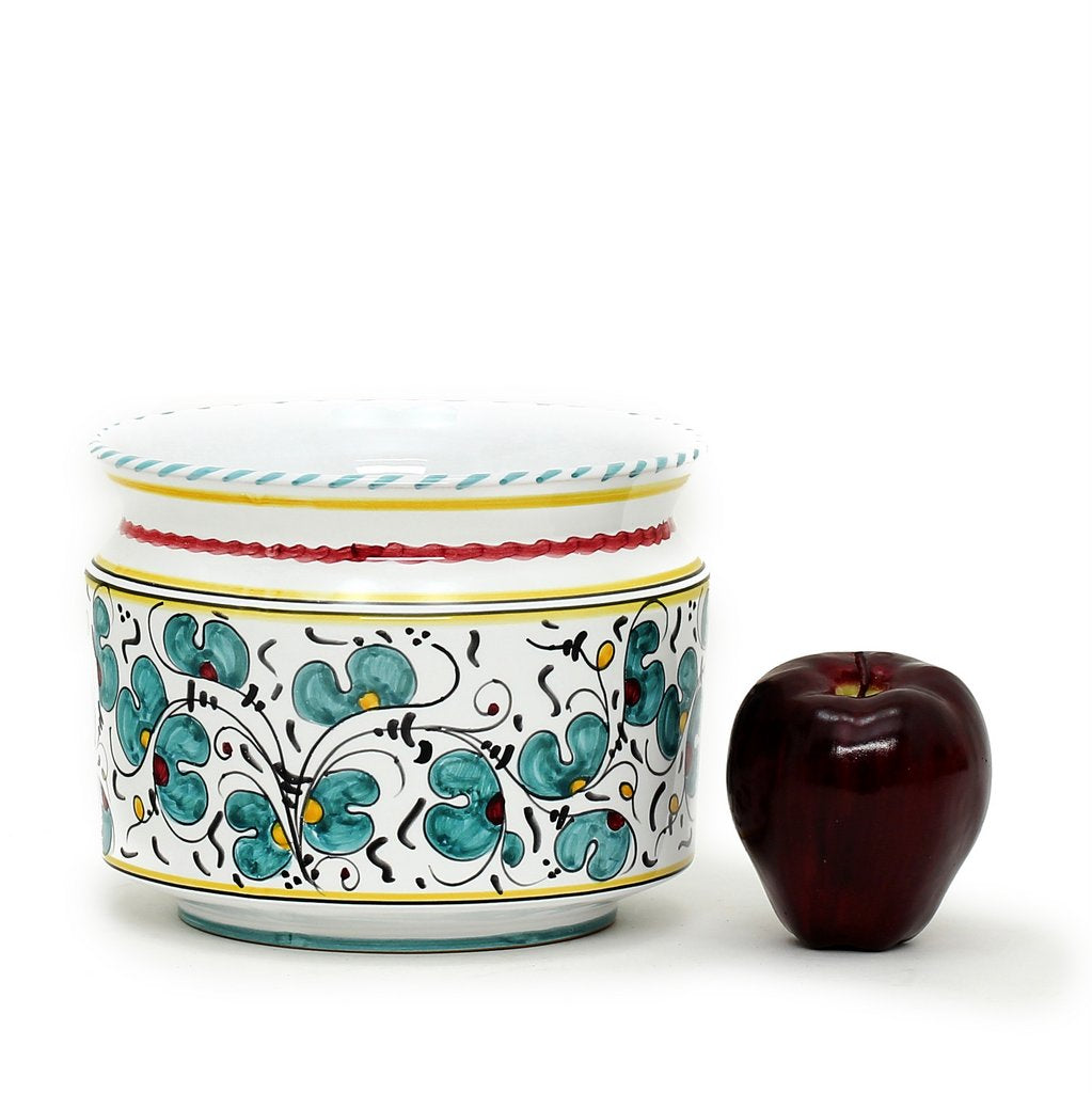 ORVIETO GREEN ROOSTER: Cylindrical Cover Pot - Cachepot Planter (Small) - tops-selection.shop