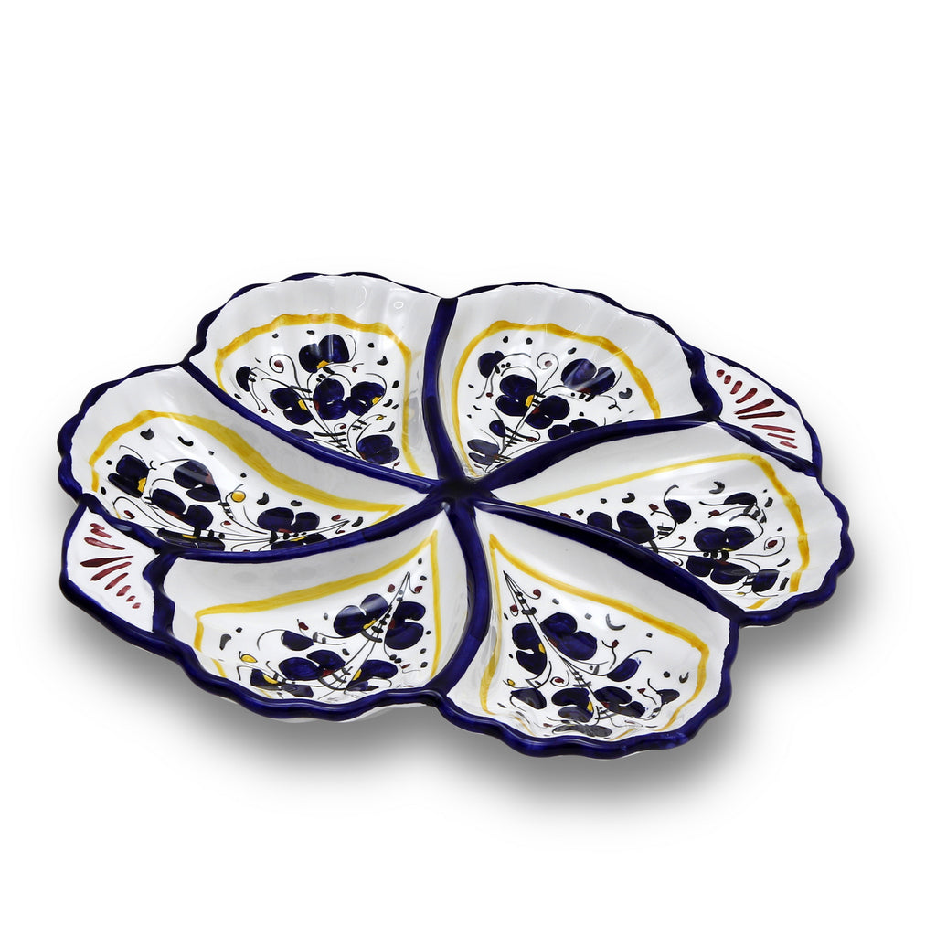 ORVIETO BLUE ROOSTER: Snack Tray Fiore/Shell - Six Compartments - tops-selection.shop