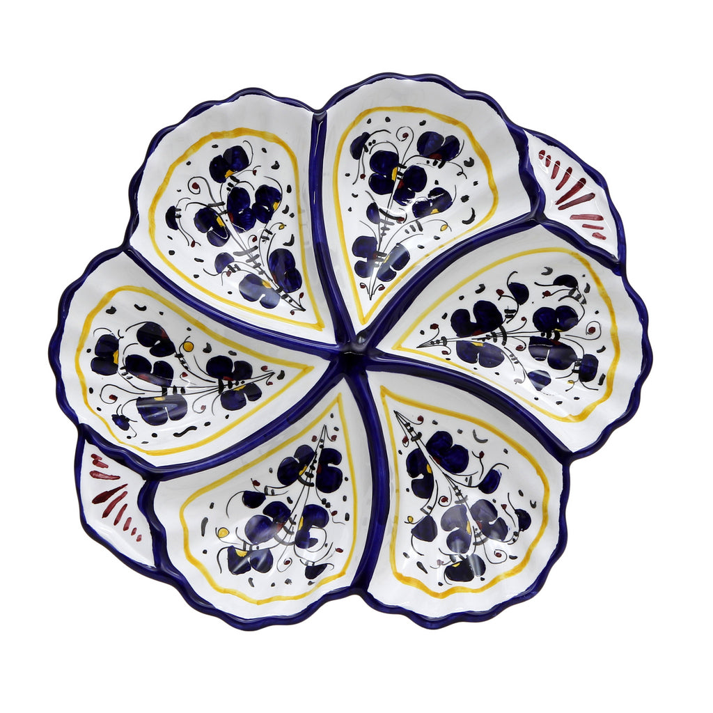 ORVIETO BLUE ROOSTER: Snack Tray Fiore/Shell - Six Compartments - tops-selection.shop