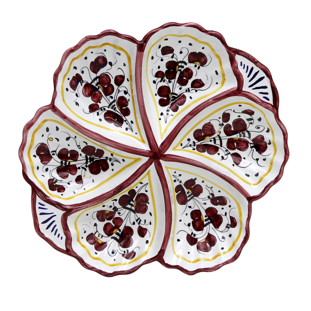 ORVIETO RED ROOSTER: Snack Tray Fiore/Shell - Six Compartments - tops-selection.shop