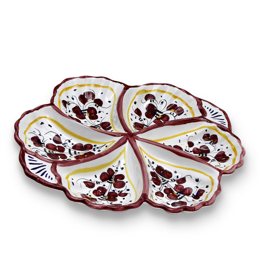 ORVIETO RED ROOSTER: Snack Tray Fiore/Shell - Six Compartments - tops-selection.shop