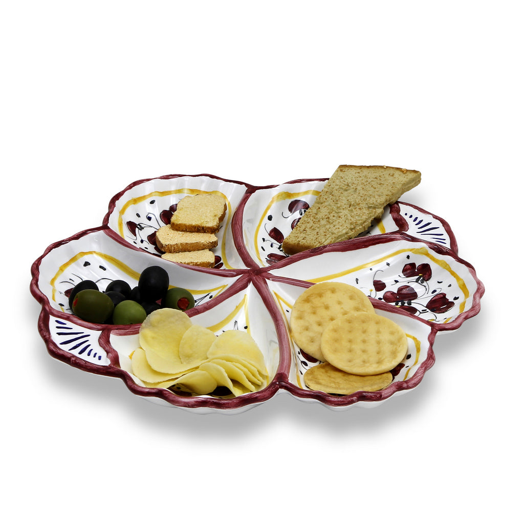 ORVIETO RED ROOSTER: Snack Tray Fiore/Shell - Six Compartments - tops-selection.shop