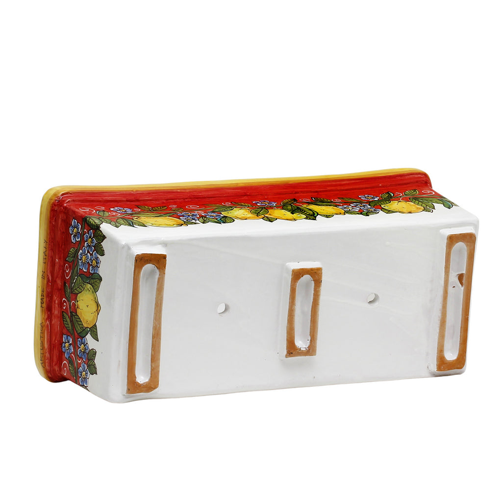 SICILIA: Rectangular Jardiniere from Caltagirone Sicily (Indoor-Outdoor) - RED Lemon Design - tops-selection.shop