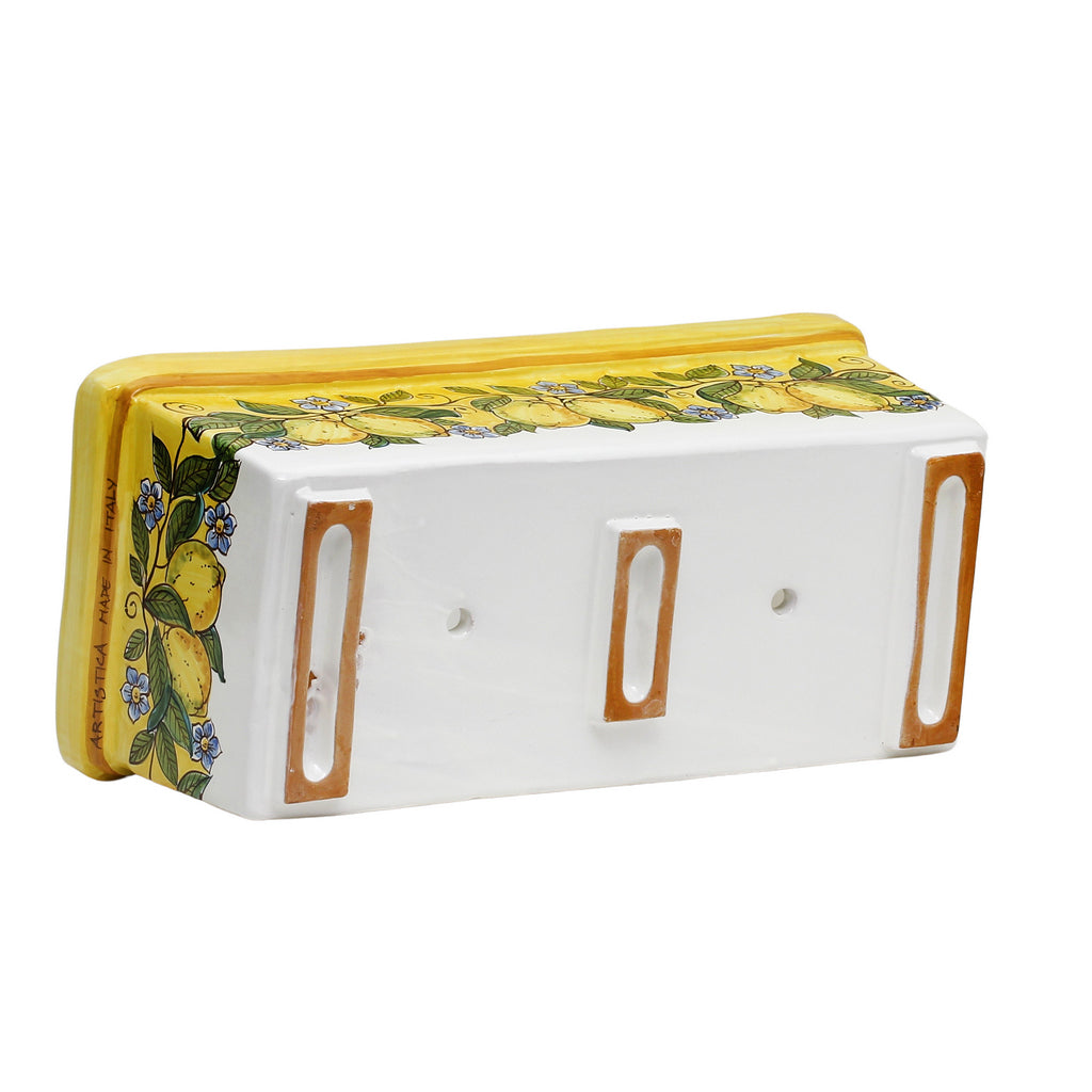 SICILIA: Rectangular Jardiniere from Caltagirone Sicily (Indoor-Outdoor) - YELLOW Lemon Design - tops-selection.shop