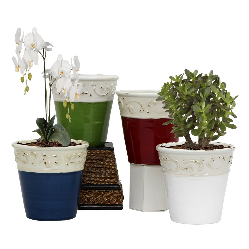 SCAVO COLORE: Small Cachepot Vase - Green/White - tops-selection.shop