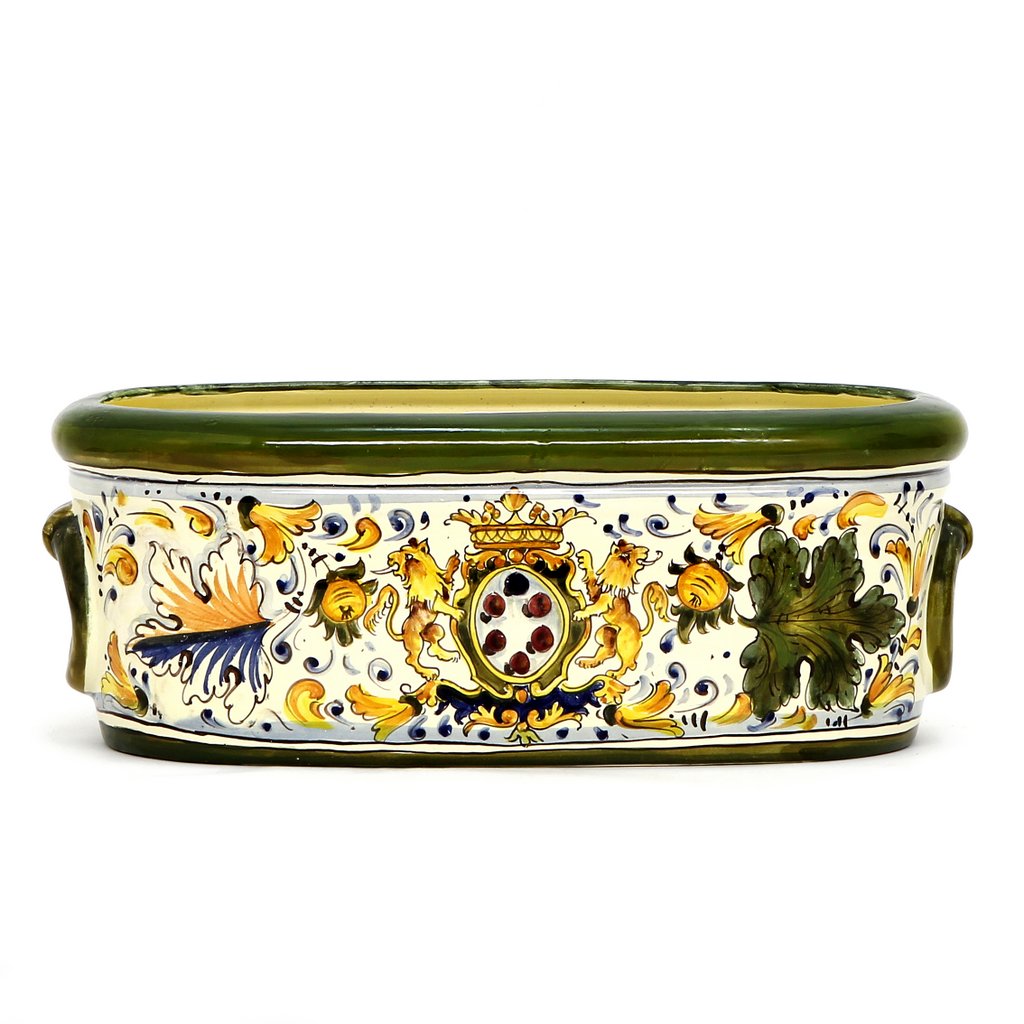 MAJOLICA CAFFAGIOLO: Oblong jardiniere cachepot - tops-selection.shop