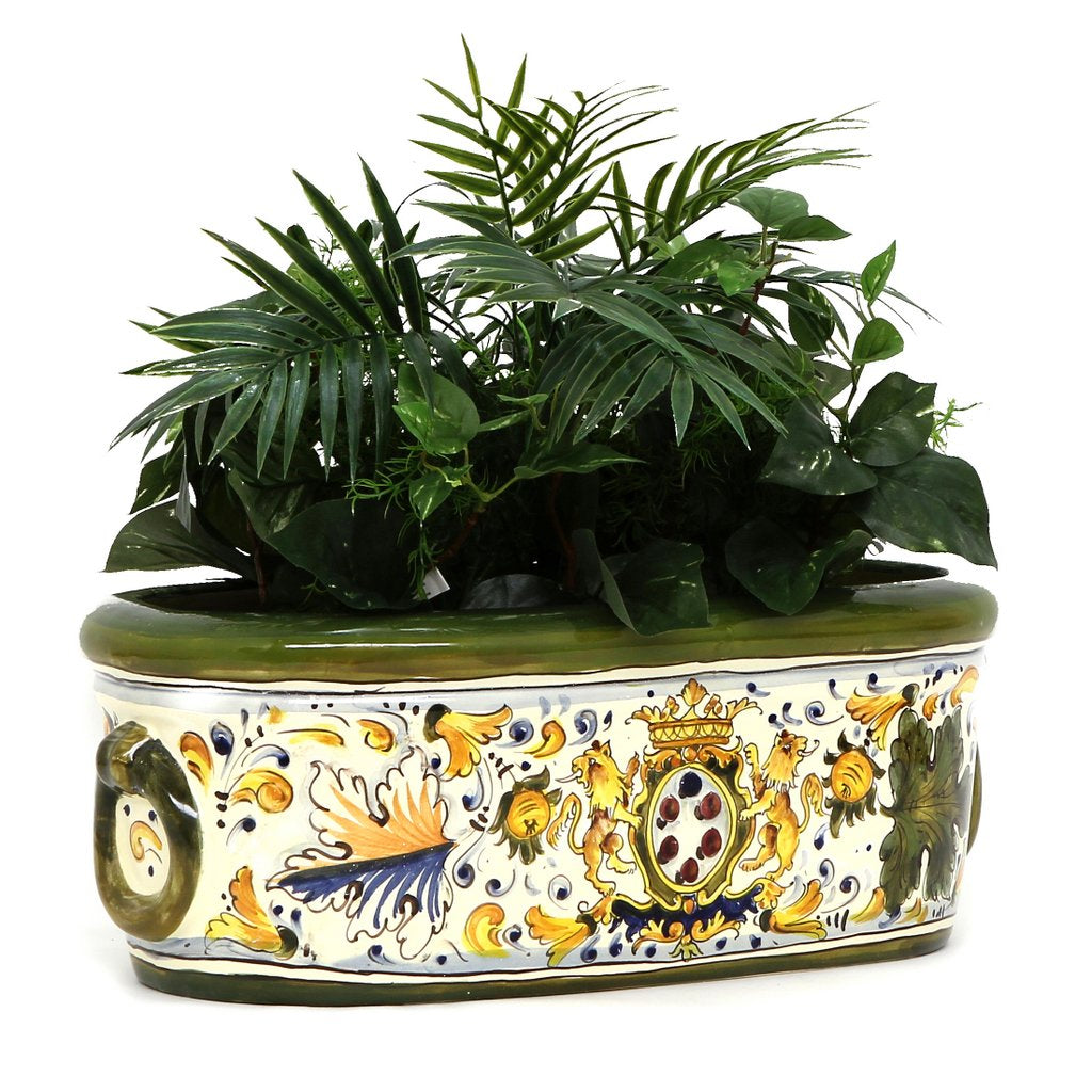 MAJOLICA CAFFAGIOLO: Oblong jardiniere cachepot - tops-selection.shop