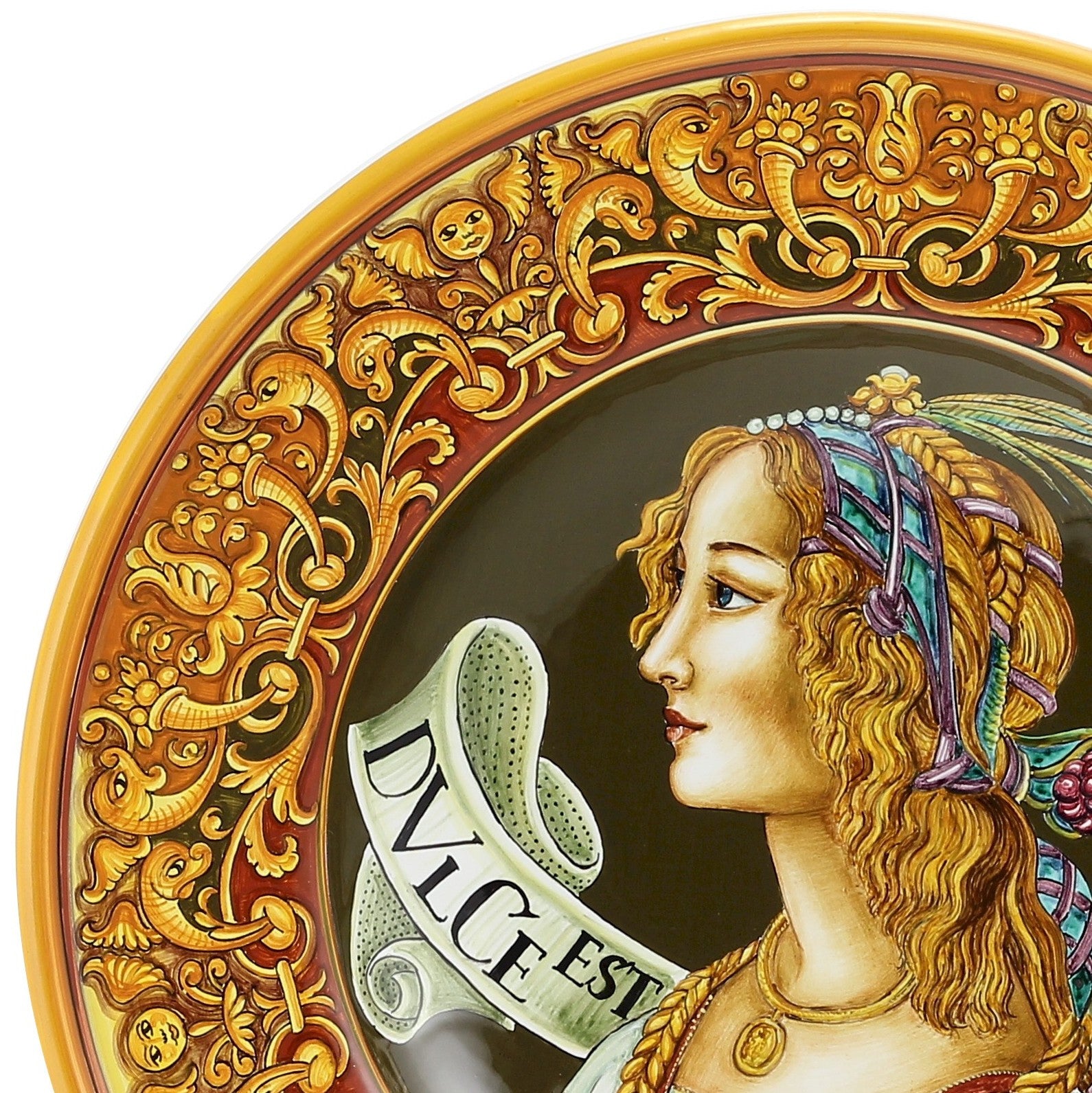 PRIMA CLASSE: Large Wall Plate w Renaissance figure Dulce Est Amar (Woman) (20D) - tops-selection.shop