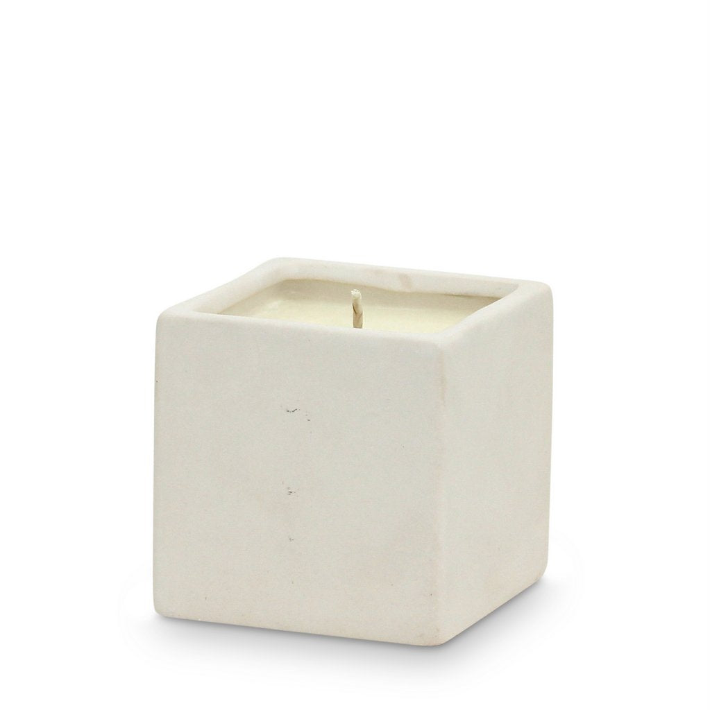 MONDIAL CANDLES: Urban Square Design Small Ceramic Candle Modern Matte White - tops-selection.shop