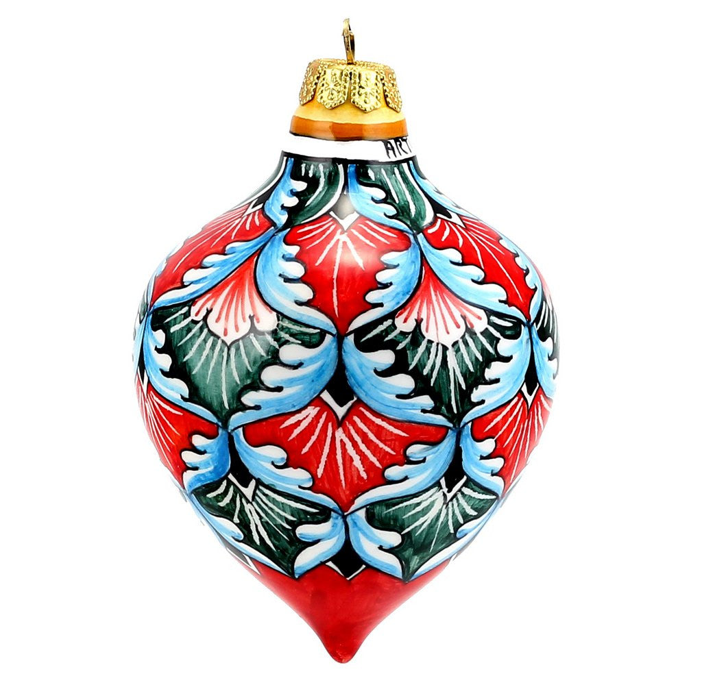 CHRISTMAS ORNAMENT: Drop Ball Hand Painted in Deruta Vario design (Large) - tops-selection.shop