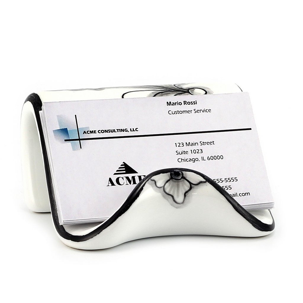 DERUTA VARIO NERO: Scroll Business Card Holder - tops-selection.shop