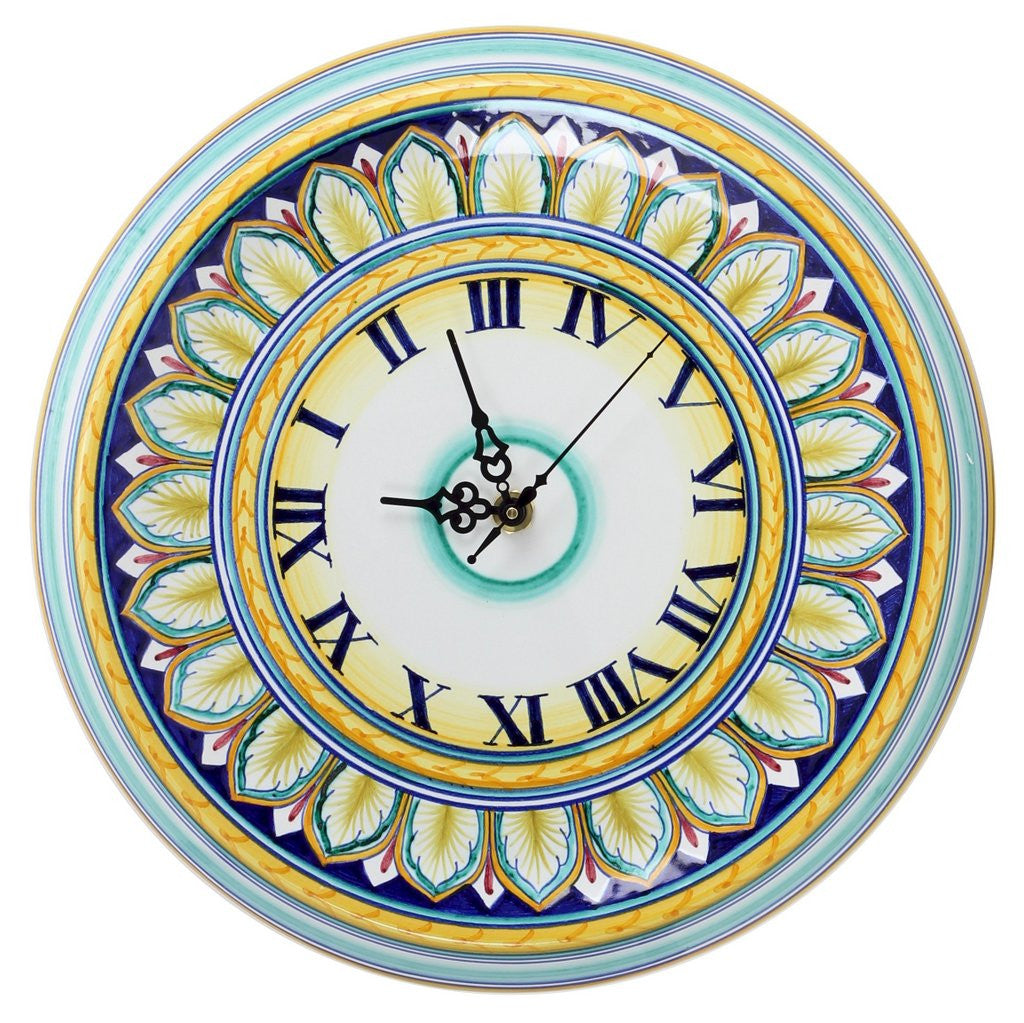 DERUTA VARIO: Round Wall Clock Peacock Foglie Verdi Design - tops-selection.shop