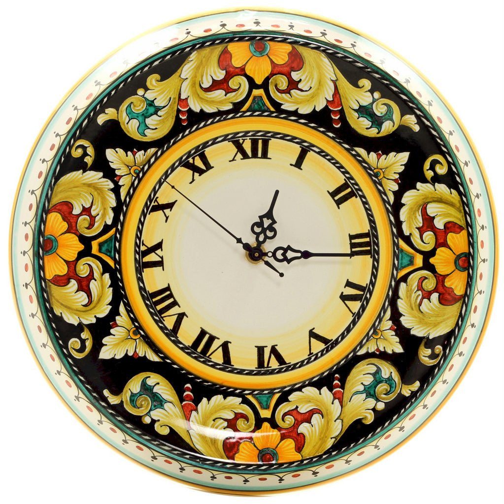 DERUTA VARIO: Round Wall Clock Dec Foglie F Nero - tops-selection.shop