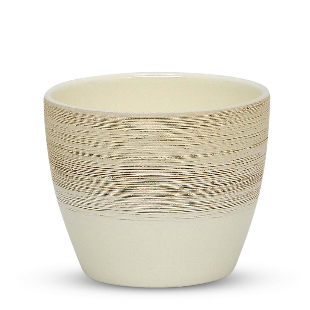 ELEGANTE: Graffito Rustico Vanilla Cream Ceramic Flower Pot Small (5.5&quot; H.) - tops-selection.shop