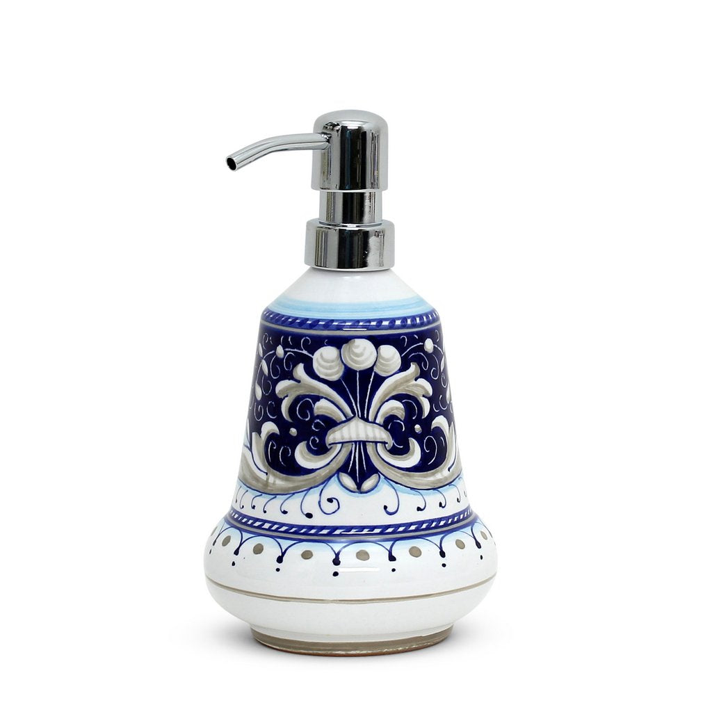 RICCO DERUTA BLUE: Liquid Soap/Lotion Dispenser with Chrome Pump (Small 14 OZ) [R] - tops-selection.shop