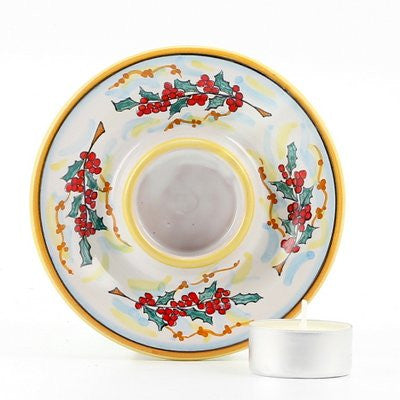CHRISTMAS HOLLY: Deruta Tea Light Saucer - tops-selection.shop
