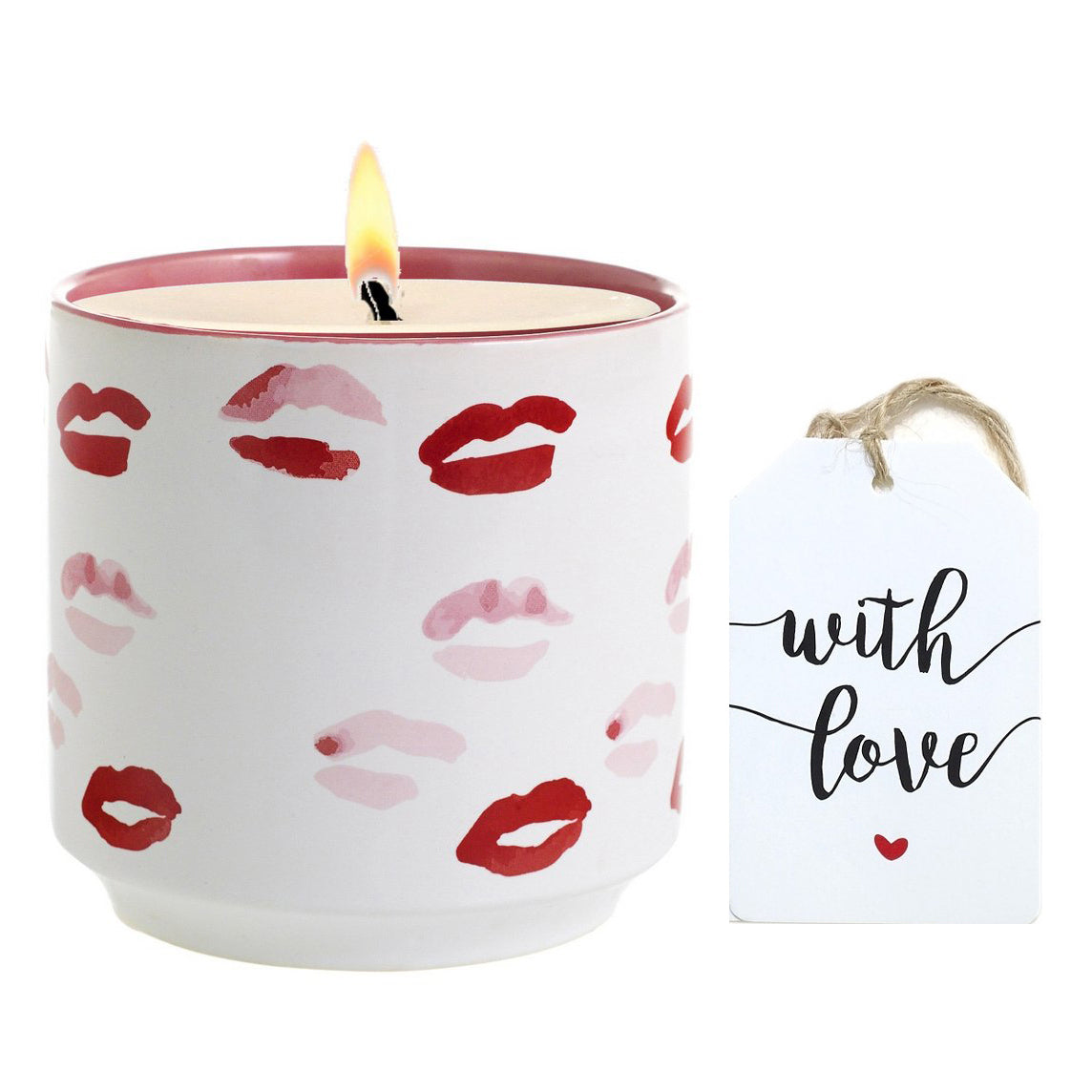 ROMANTICA: Valentino - Muah! Large Candle Vase Ceramic Container (30 Oz) - tops-selection.shop