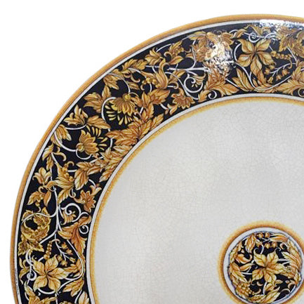 CERAMIC STONE TABLE + IRON BASE: ADIMA Design^ - Hand Painted in Deruta, Italy. - tops-selection.shop