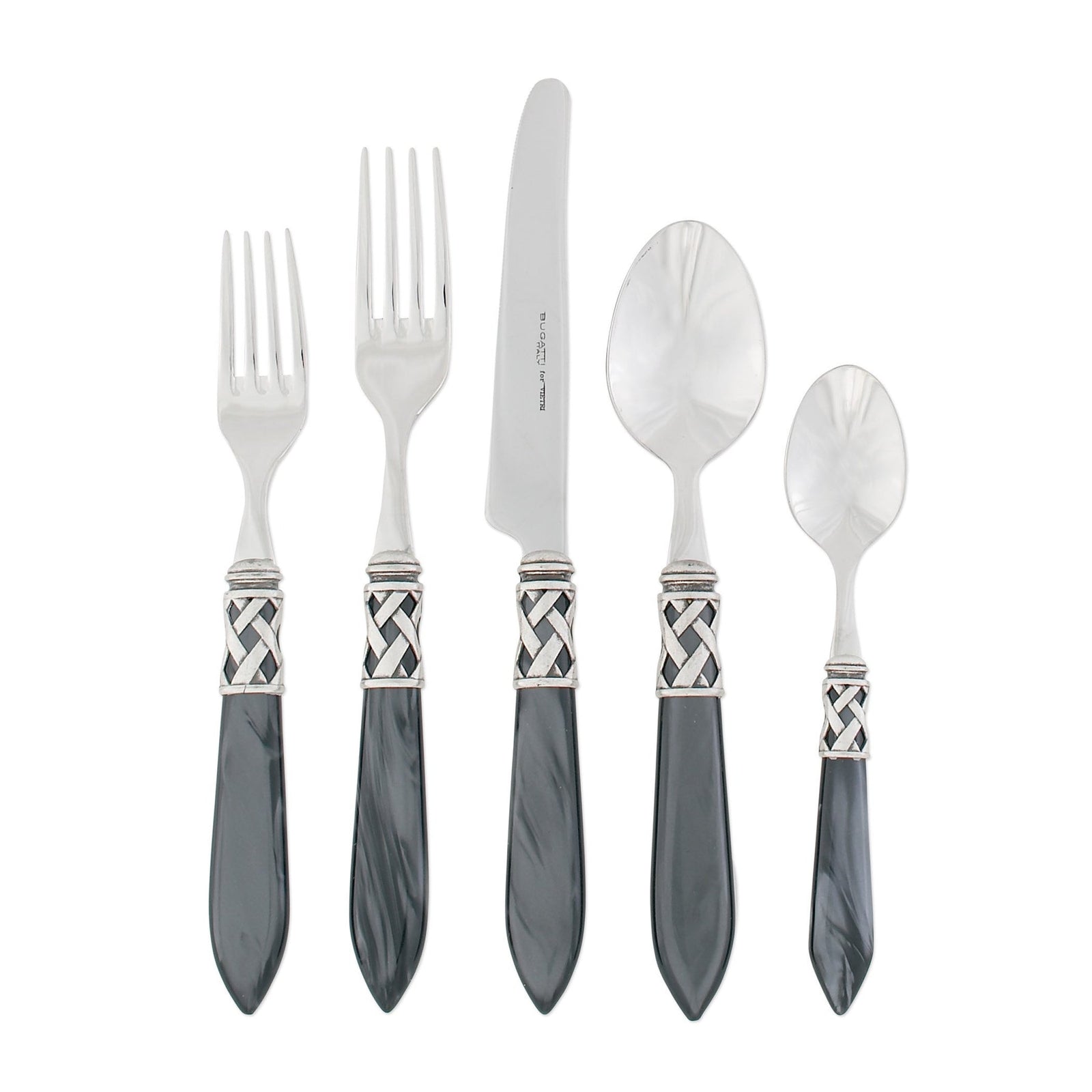 VIETRI: Aladdin Five Piece Place Setting CHARCOAL - tops-selection.shop