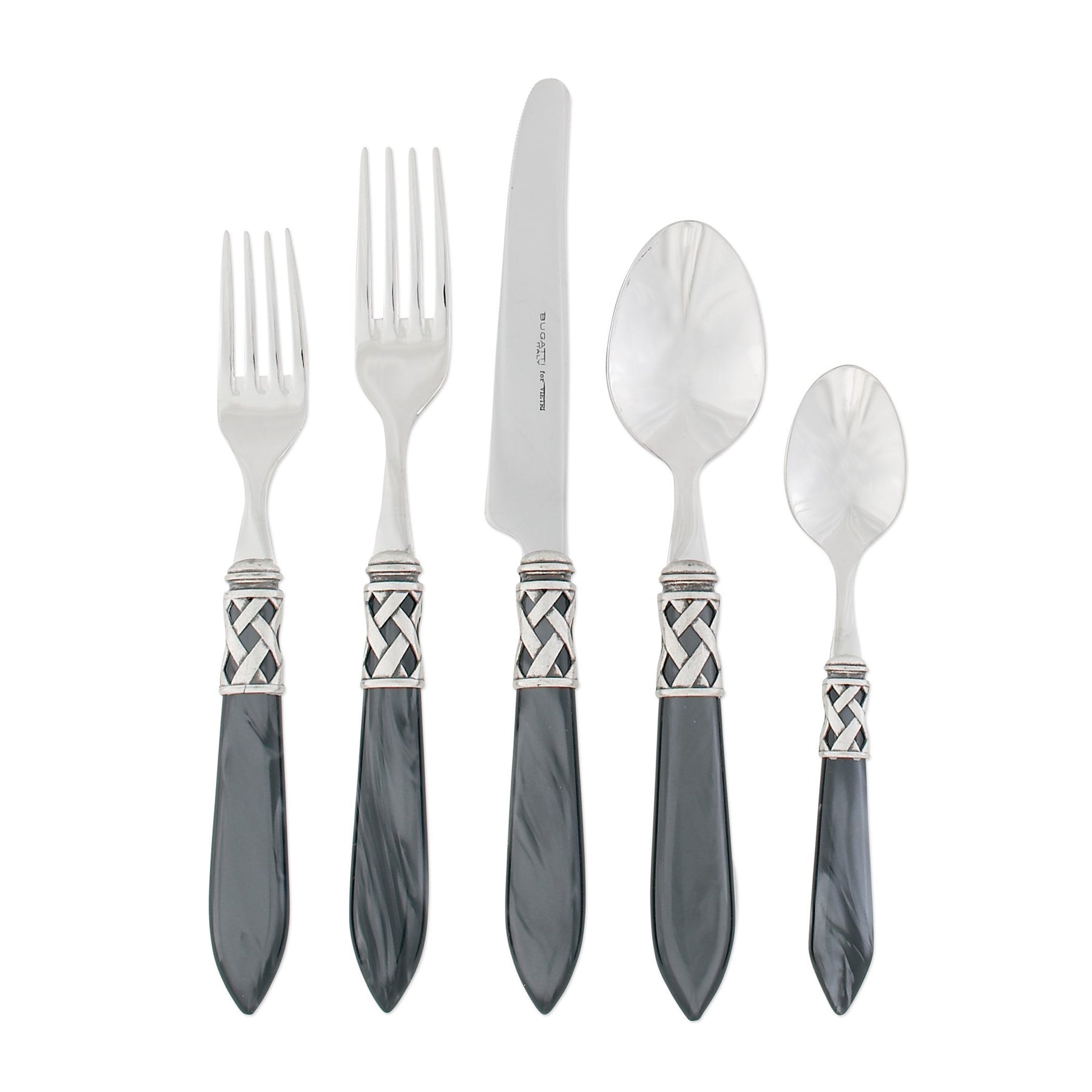 VIETRI: Aladdin Five Piece Place Setting CHARCOAL - tops-selection.shop