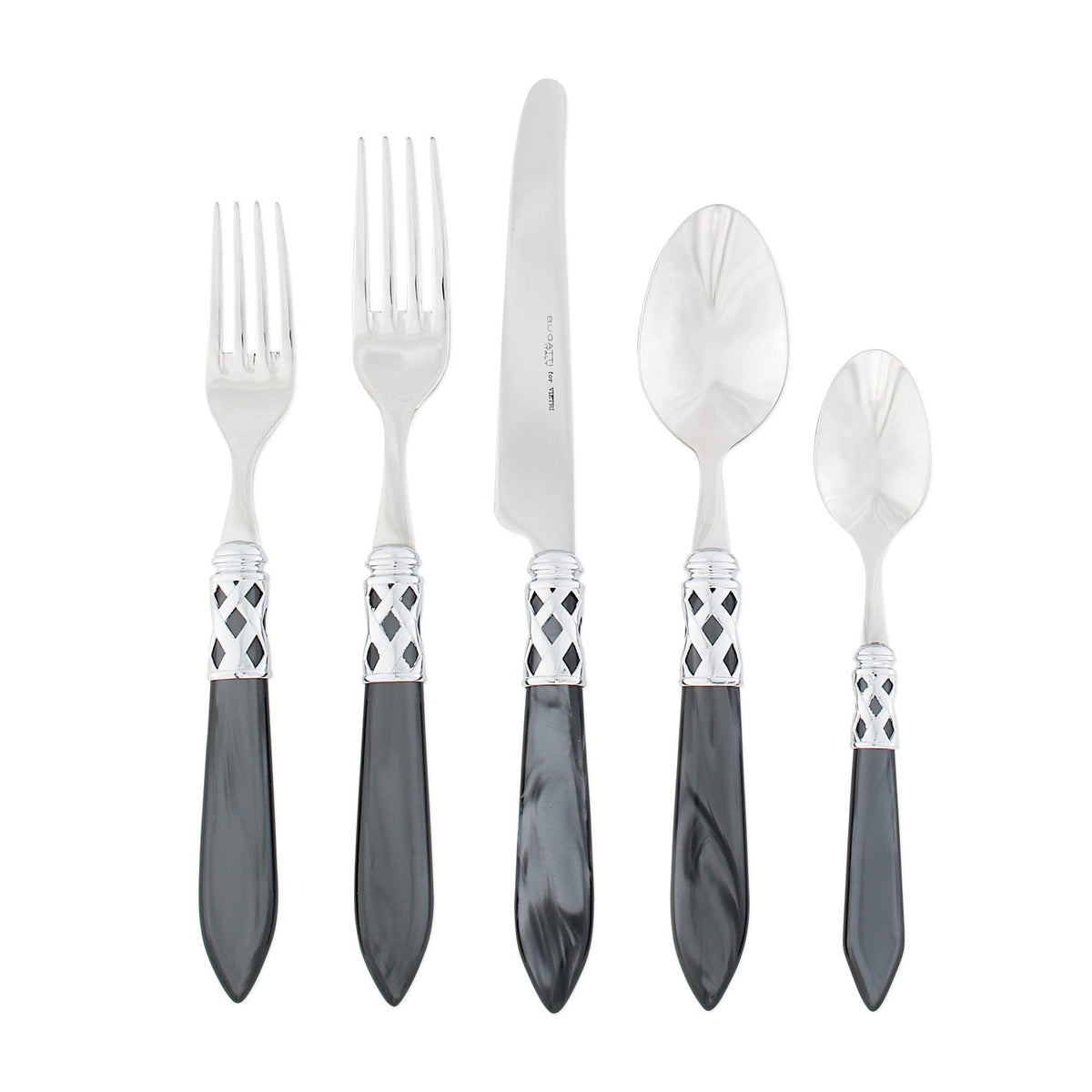 VIETRI: Aladdin Five Piece Place Setting CHARCOAL - tops-selection.shop