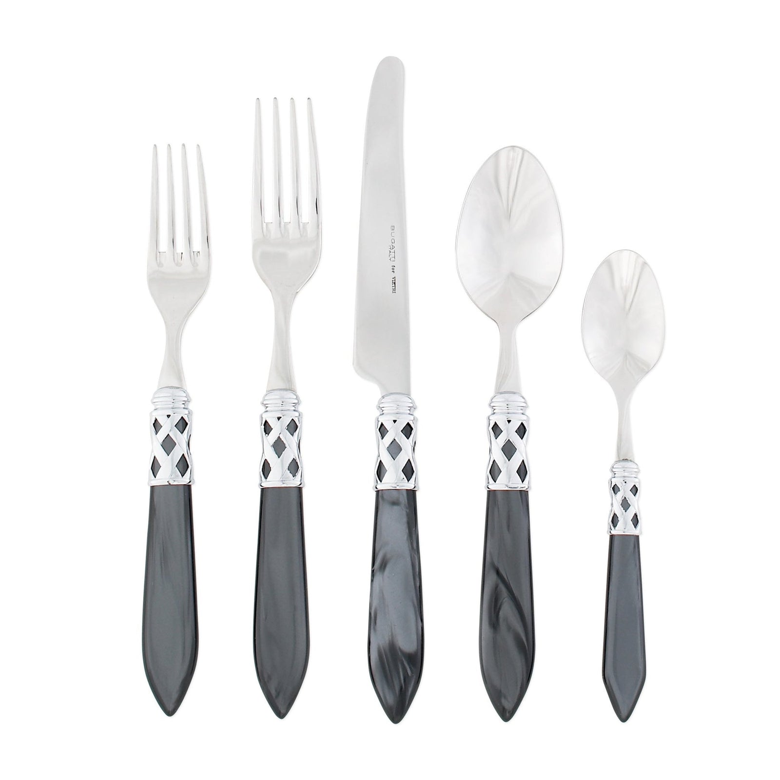VIETRI: Aladdin Five Piece Place Setting CHARCOAL - tops-selection.shop
