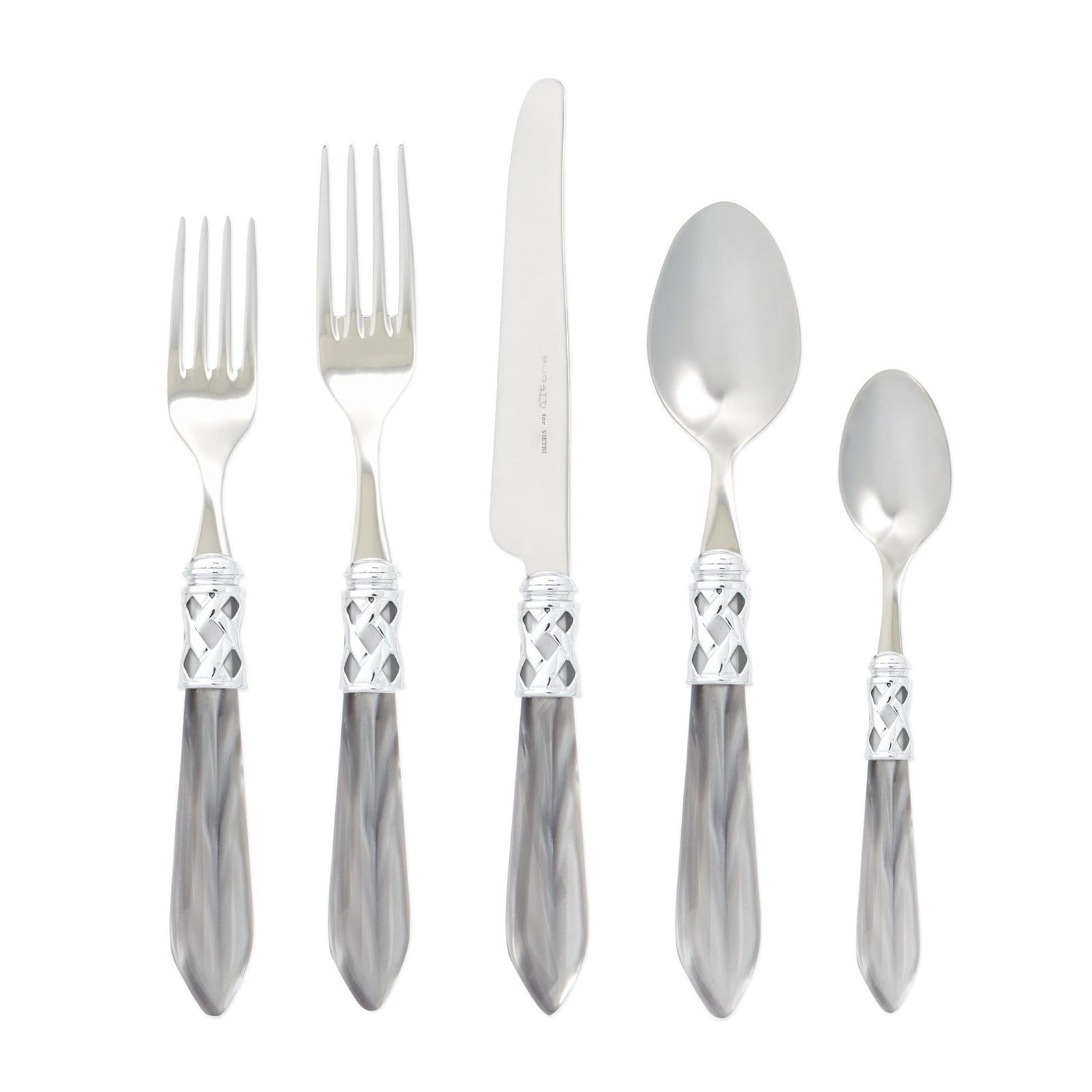 VIETRI: Aladdin Five-Piece Place Setting LIGHT GRAY - tops-selection.shop