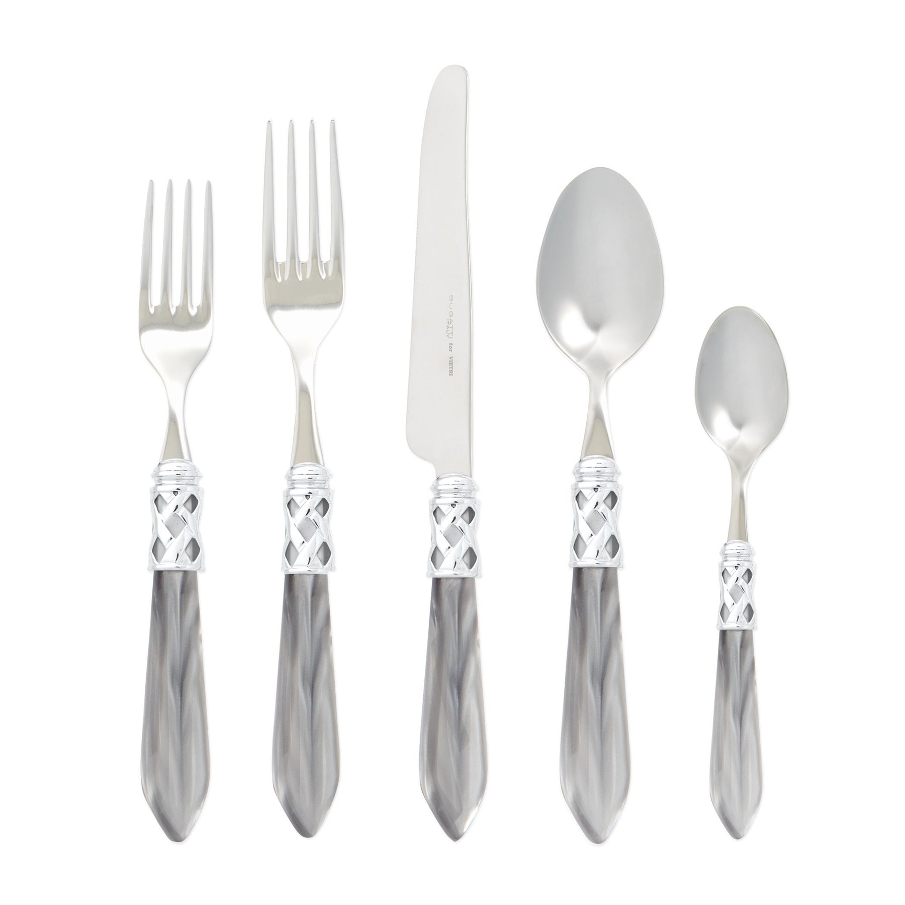 VIETRI: Aladdin Five-Piece Place Setting LIGHT GRAY - tops-selection.shop