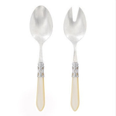 VIETRI: Aladdin Brilliant Ivory Salad Servers - tops-selection.shop