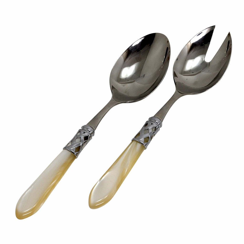 VIETRI: Aladdin Brilliant Ivory Salad Servers - tops-selection.shop