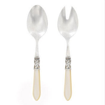 VIETRI: Aladdin Antique Ivory Salad Server Set - tops-selection.shop